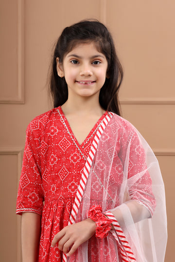 Girls Pure Cotton Bandhani Sustainable Sharara Set